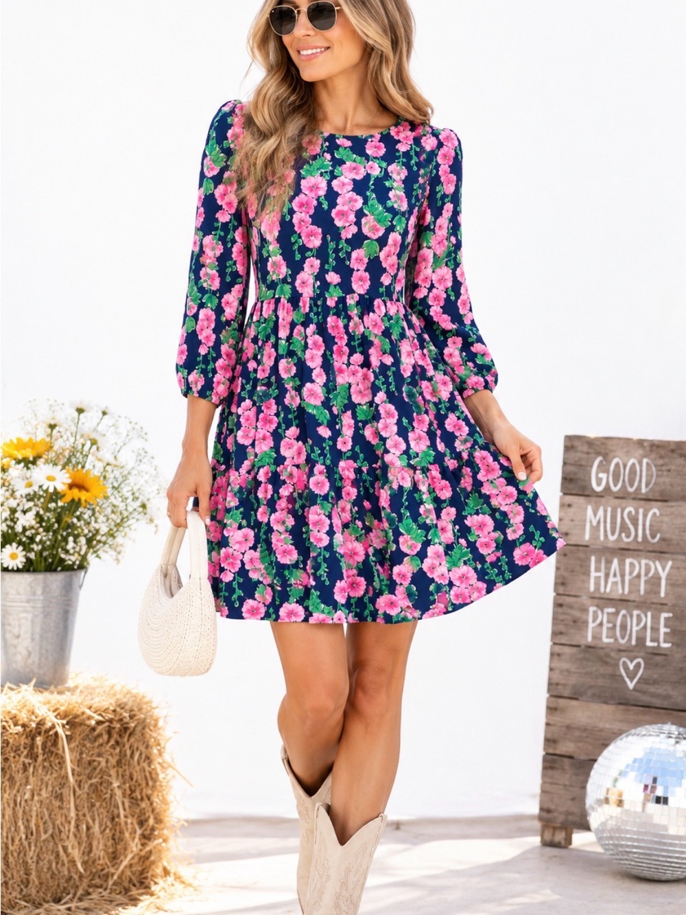 Lilly Pulitzer Women's Long Sleeved GEANNA Dress Oyster Bay Navy De Vine XS
